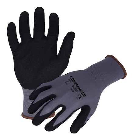 Azusa Safety Coated Work Gloves, Nitrile, Sandy-Foam, Palm Coating, 4 Abrasion Level, Grey/Black, L-9 1 PR CM3020